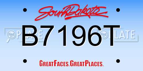 B7196T South Dakota License Plate