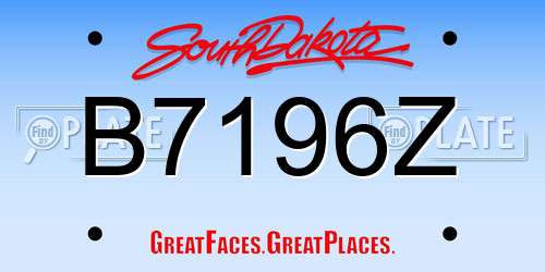 B7196Z South Dakota License Plate