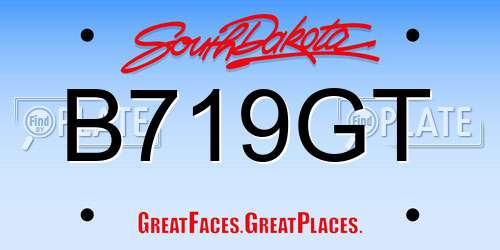 B719GT South Dakota License Plate