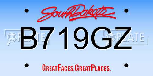 B719GZ South Dakota License Plate