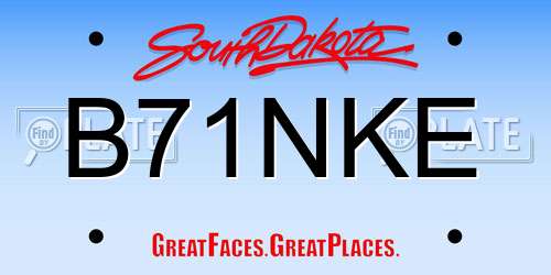 B71NKE South Dakota License Plate