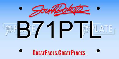 B71PTL South Dakota License Plate