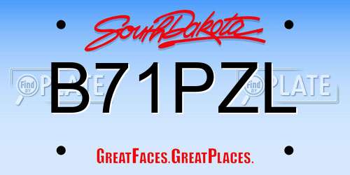 B71PZL South Dakota License Plate