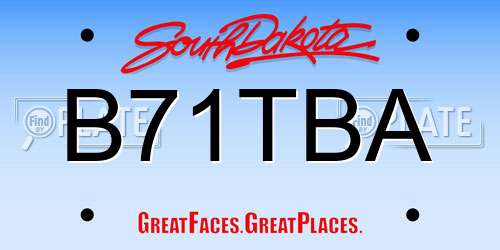 B71TBA South Dakota License Plate