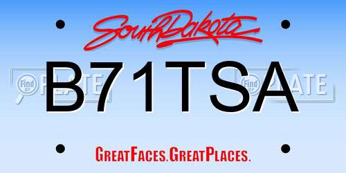 B71TSA South Dakota License Plate