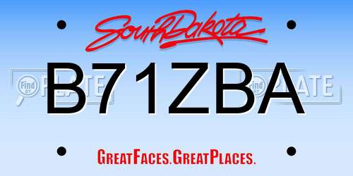 B71ZBA South Dakota License Plate