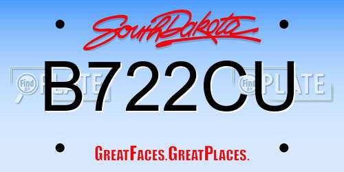 B722CU South Dakota License Plate