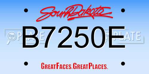 B7250E South Dakota License Plate