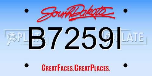 B7259I South Dakota License Plate