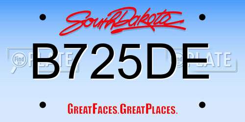 B725DE South Dakota License Plate