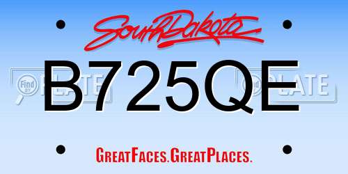 B725QE South Dakota License Plate