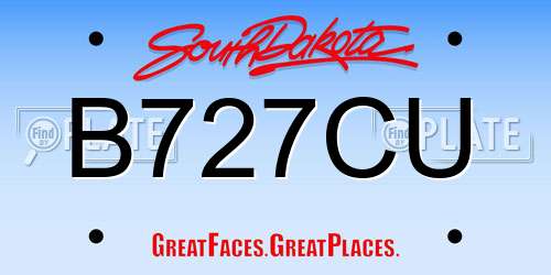 B727CU South Dakota License Plate