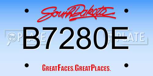 B7280E South Dakota License Plate