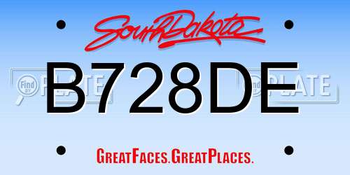 B728DE South Dakota License Plate