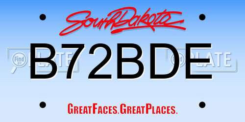 B72BDE South Dakota License Plate