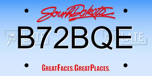 B72BQE South Dakota License Plate