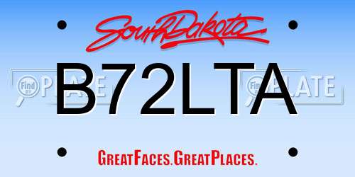 B72LTA South Dakota License Plate