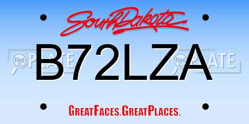 B72LZA South Dakota License Plate