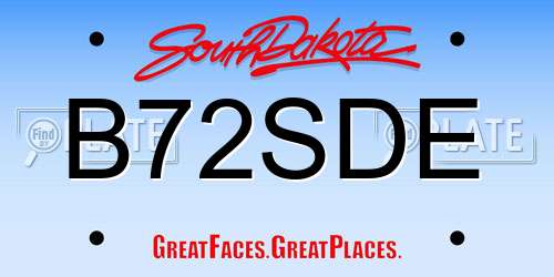 B72SDE South Dakota License Plate