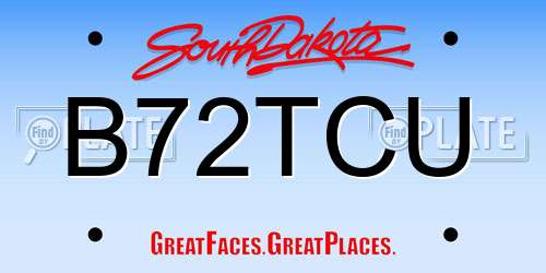 B72TCU South Dakota License Plate