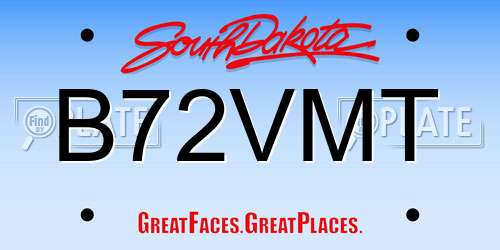 B72VMT South Dakota License Plate