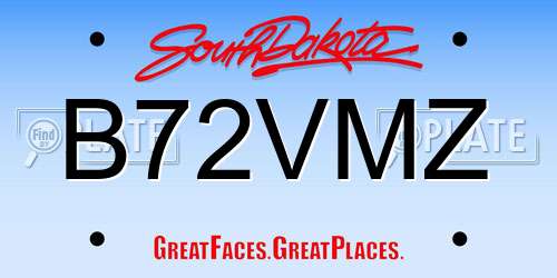 B72VMZ South Dakota License Plate