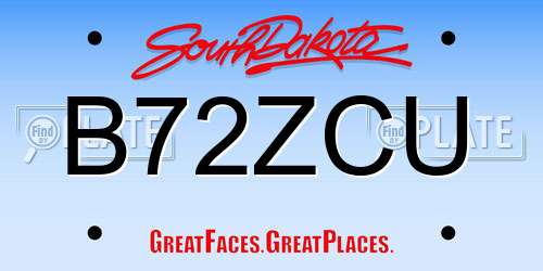 B72ZCU South Dakota License Plate