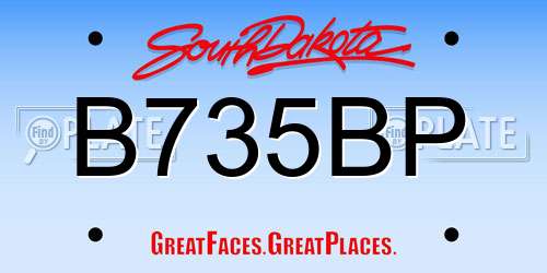 B735BP South Dakota License Plate