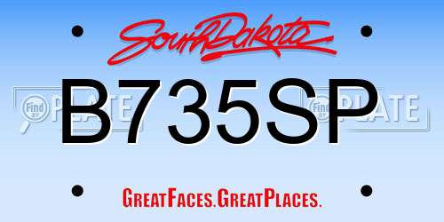 B735SP South Dakota License Plate