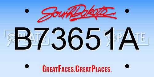 B73651A South Dakota License Plate