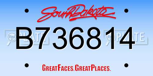 B736814 South Dakota License Plate