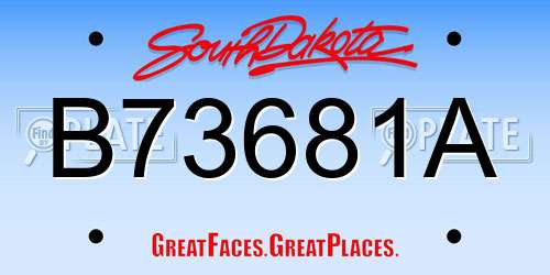 B73681A South Dakota License Plate