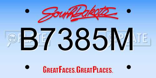 B7385M South Dakota License Plate