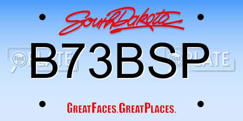 B73BSP South Dakota License Plate