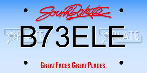 B73ELE South Dakota License Plate