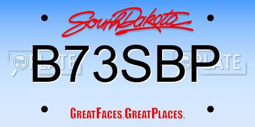 B73SBP South Dakota License Plate