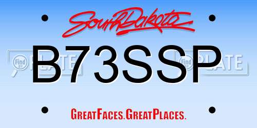 B73SSP South Dakota License Plate