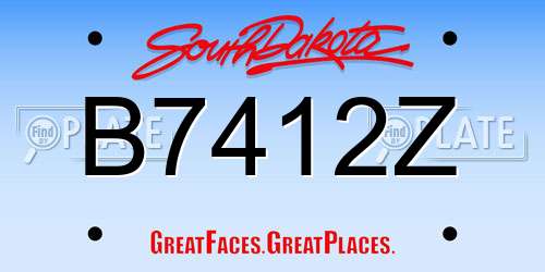 B7412Z South Dakota License Plate