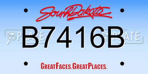 B7416B South Dakota License Plate