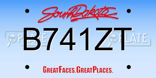 B741ZT South Dakota License Plate