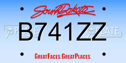 B741ZZ South Dakota License Plate
