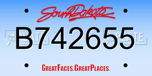 B742655 South Dakota License Plate