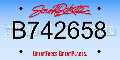 B742658 South Dakota License Plate