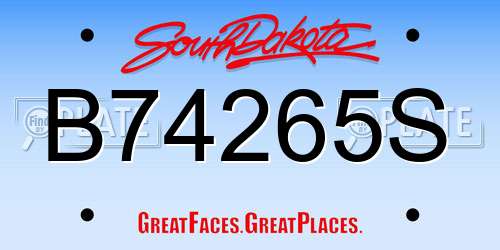 B74265S South Dakota License Plate