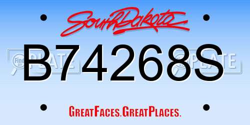 B74268S South Dakota License Plate