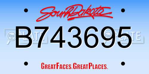 B743695 South Dakota License Plate