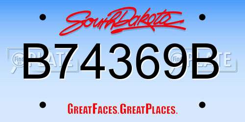 B74369B South Dakota License Plate
