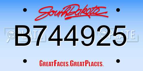 B744925 South Dakota License Plate