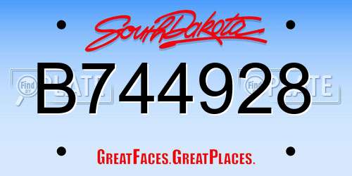 B744928 South Dakota License Plate