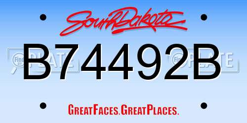 B74492B South Dakota License Plate